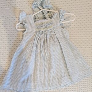 Striped Blue and White Baby Dress